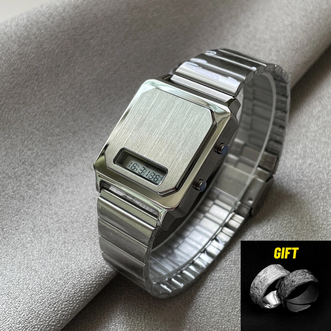 Electronics Gadgets For Men - CILOA นาฬิกาอิเล็กทรอนิกส์ทรงสี่เหลี่ยมใหม่สำหรับผู้ชายแบรนด์ของแท้เรียบง่ายระดับไฮเอนด์คุณภาพสูงของขวัญหรูหราบางเบา กันน้ำ