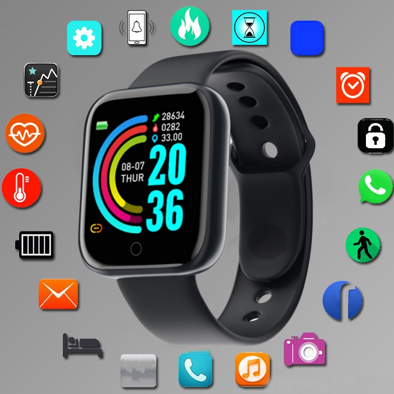 Electronics Gadgets For Men - สมาร์ทวอท์ชสําหรับผู้ชายผู้หญิงโหมดกีฬาการควบคุมเพลงแคลอรี่ระยะทางฟิตเนสสมาร์ทแบนด์ข้อความเตือนสร้อยข้อมือสมาร์ท Android IOS