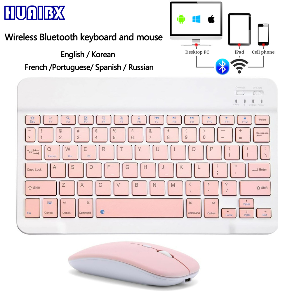 Wireless Keyboard Mini - 10 นิ้วคีย์บอร์ดไร้สายบลูทูธมินิสำหรับไอแพดโทรศัพท์แท็บเล็ตคีย์บอร์ดบลูทูธแบบพกพาและเมาส์สำหรับซัมซุง เสี่ยวมี่ แอนดรอยด์