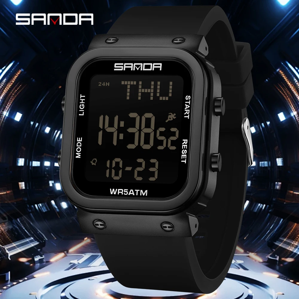 Electronics Gadgets For Men - นาฬิกาดิจิตอล SANDA สำหรับผู้ชาย นาฬิกาข้อมือสไตล์ทหาร แบรนด์ชั้นนำ หรูหรา