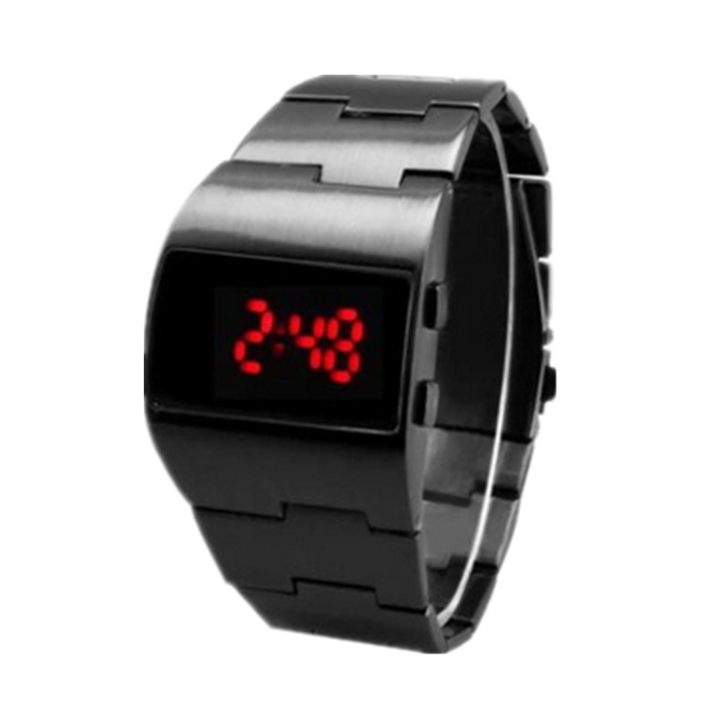 Electronics Gadgets For Men - Digital Mens นาฬิกาสีดําสร้อยข้อมือสแตนเลสผู้ชายนาฬิกาข้อมืออิเล็กทรอนิกส์เครื่องประดับของขวัญ