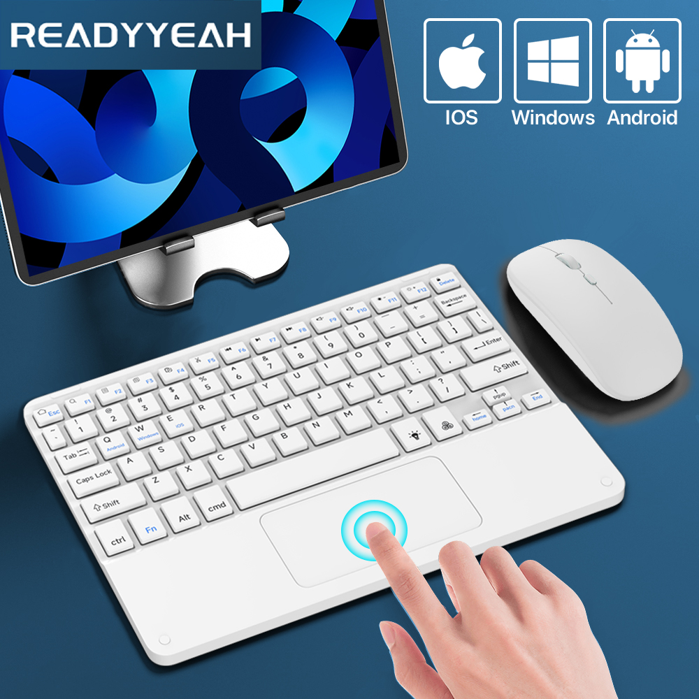 Wireless Keyboard Mini - คีย์บอร์ดและเมาส์ไร้สายทัชแพดคีย์บอร์ดบลูทูธคีย์บอร์ดสำหรับ iOS Android Windows แท็บเล็ตมินิแบบพกพาแบบบางพิเศษสำหรับ iPad