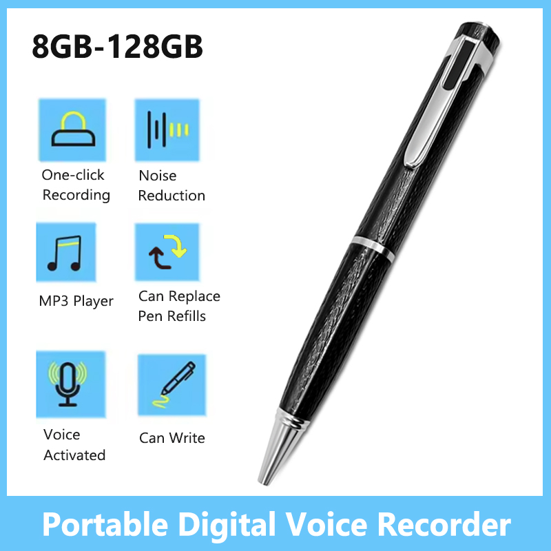 Voice Recorder Pen - 8GB-128GB เครื่องบันทึกเสียงดิจิตอล Professional เสียงบันทึกเสียงลดเครื่องอัดเสียง MP3 Player
