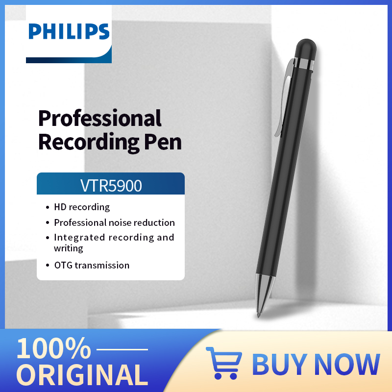 Voice Recorder Pen - ปากกาบันทึกเสียง PHILIPS ระดับมืออาชีพ พร้อมระบบตัดเสียงรบกวนอัจฉริยะ อัตโนมัติ ความจุ