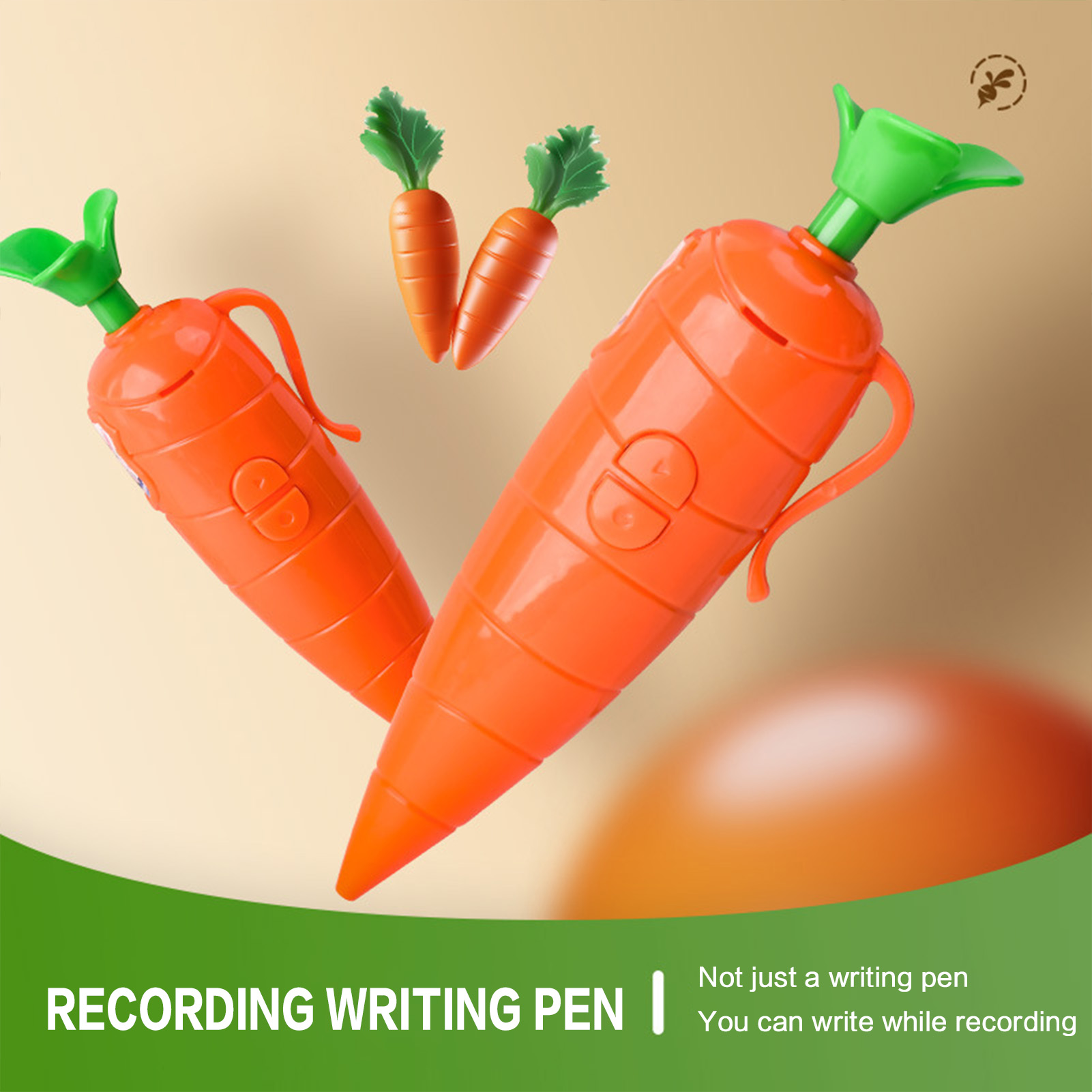 Voice Recorder Pen - ปากกาบันทึกเสียงรูปแครอท 2-in-1 ปากกาลูกลื่นอเนกประสงค์พร้อมที่เก็บข้อมูลในตัวสำหรับบันทึกการประชุมในสำนักงานโรงเรียน