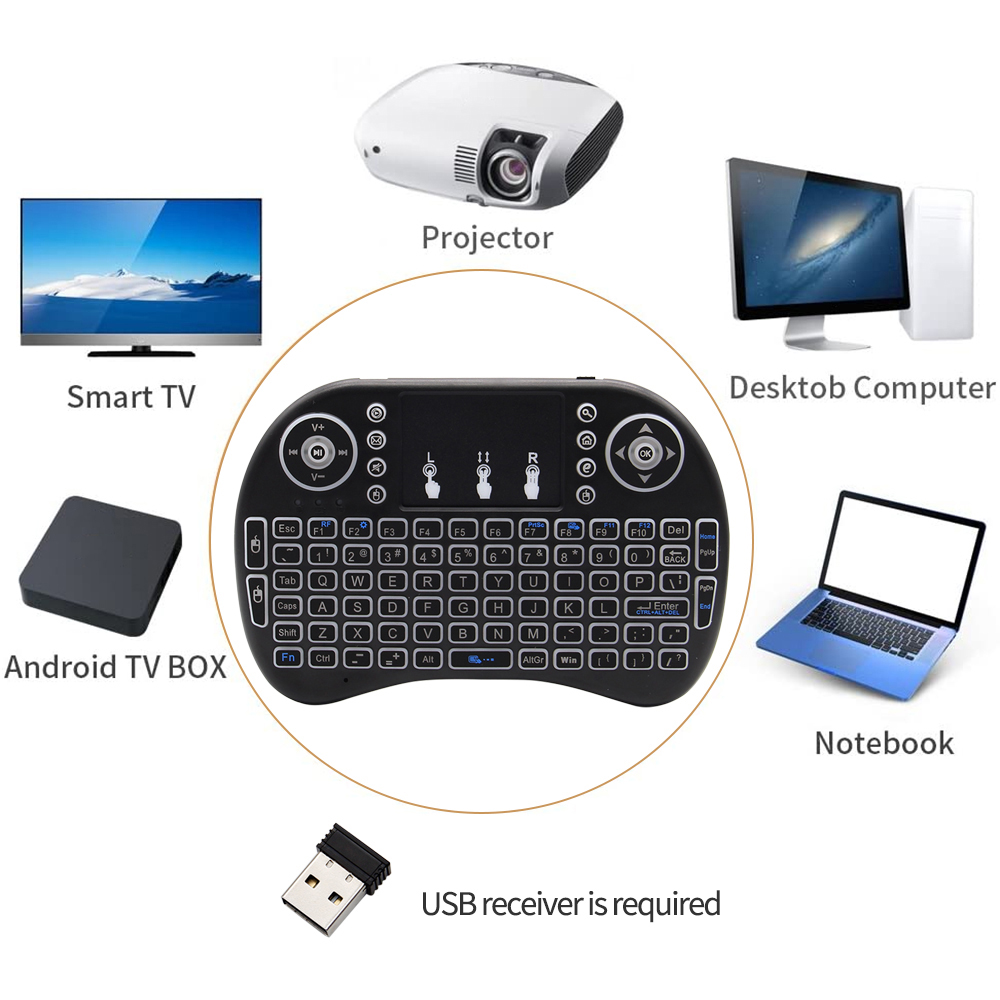 Backlit เมาส์ภาษาอังกฤษภาษารัส - Wireless Keyboard Mini บทวิจารณ์และราคา