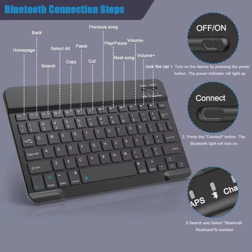 คีย์บอร์ดไร้สายบลูทูธ คีย์บอร์ - Wireless Keyboard Mini บทวิจารณ์และราคา